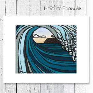 ヘザーブラウン アートプリント 絵画 HEATHER BROWN Barrel View HB9006P 約28cm×約35.5cm 横長台紙付き 風景画 ハワイ サーフ サーフィン ハワイアン 南国