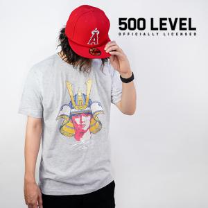 500 レベル Tシャツ 500 LEVEL SHOHEI OHTANI LOS ANGELES A SAMURAI T A-C-BNLCRED-XX-0055-034-31-BSH Heather Grey Red 大谷翔平 サムライ 侍 カブト 兜｜nest001