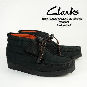 クラークス ワラビー ブーツ CLARKS ORIGINALS WALLABEE BOOTS 26168801 Black Quilted ブラック キルティング ナイロン 【USサイズ】 ブーツ カジュアル メンズ｜nest001