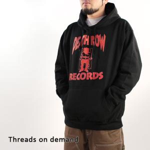 スレッド オン デマンド プルオーバー パーカー THREADS ON DEMAND DEATH ROW CHAIR HOODIE Black Red デスロウ HIPHOP ヒップホップ レーベル グラフィック｜nest001