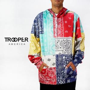 トゥルーパーアメリカ パーカー TROOPER AMERICA BANDANA PATCH HOODIE KH-002 マルチカラー バンダナパッチフーディー ペイズリー フーディー 総柄 バンダナ柄｜nest001