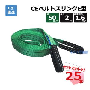 CEベルトスリングE型  65311  25本 セット フリーク 緑 幅50mm 長さ2m 使用荷重1600kg｜net-de-kenzai