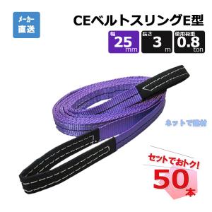 CEベルトスリングE型  65304  50本 セット フリーク 紫 幅25mm 長さ3m 使用荷重800kg｜net-de-kenzai