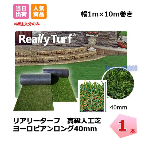 リアリーターフ 1本 ヨーロピアンロング 40mm 幅1m×10m RET40FR-1-10ERP ...