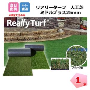 リアリーターフ 1本 ミドルプラス 25mm 幅1m×10m RET25FR-1-10ERP 抗菌 グリーンフィールド 高級人工芝 個人＋4000円｜net-de-kenzai