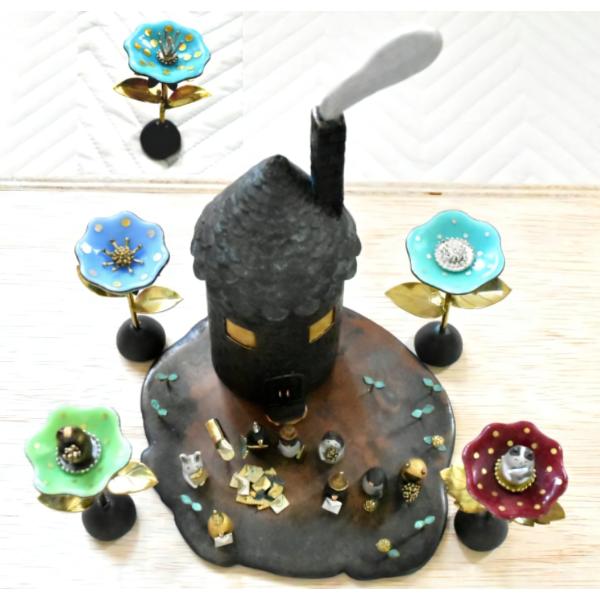 井上菜恵子 「ラブレター」金属工芸　真作保証　メルヘン　ゆるかわアニマル　フラワー　すてきな独自の世...