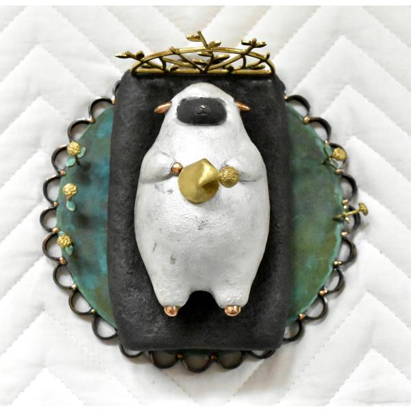 井上菜恵子 「眠りのくにへようこそ」金属工芸　真作保証 メルヘン ゆるかわアニマル すてきな独自の世...