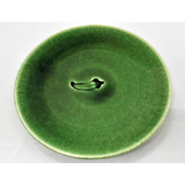 北田耕治　「織部小皿　野菜紋」　陶器　ひぐらし窯　真作保証　美しい光沢の逸品　３枚セット