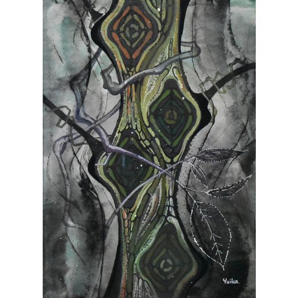 高野結花　「破邪の木」コンテンポラリーアート　Ｂ5サイズ　アクリルガッシュ　真作保証　POWER O...