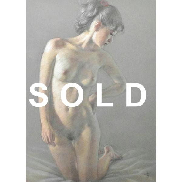 高塚省吾 「青東風」 パステル画 20号 日動画廊扱 86年個展出品作品 裸婦画巨匠 高塚裸婦パステ...