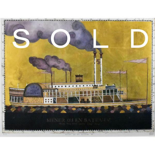 坪内好子「mener qu en bateau Vll」銅版画 金箔・手彩色 12号 真作保証 永い...