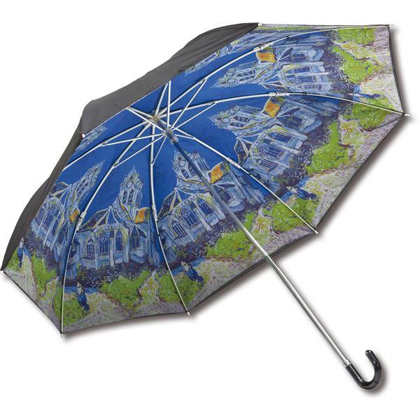 ユーパワー 名画折りたたみ傘 晴雨兼用 ゴッホ「オーヴェルの教会」