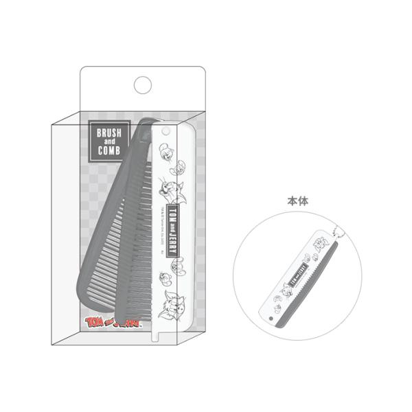 トムとジェリー　折りたたみブラシ&amp;コーム　フェイスちらし柄　303433　[M便 1/6]