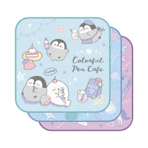 3枚組ミニタオル　カラフルペンカフェ柄　110961　新入学文具　[M便 1/4]｜net-shibuya