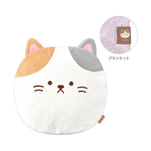 ブランケットinクッション　ミケネコ柄　117887