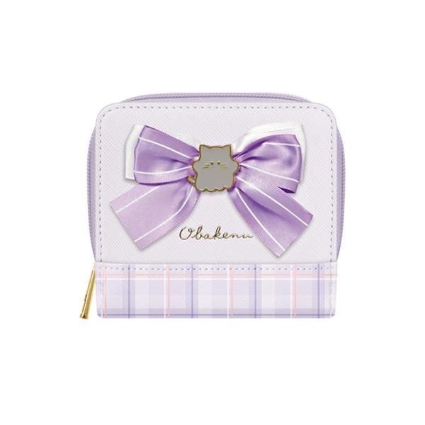オバケーヌ　二つ折り財布　リボンパープル柄　124371　[M便 1/4]