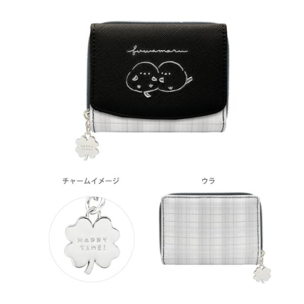 三つ折り財布　ブラック　フワマル柄　126813　[M便 1/4]