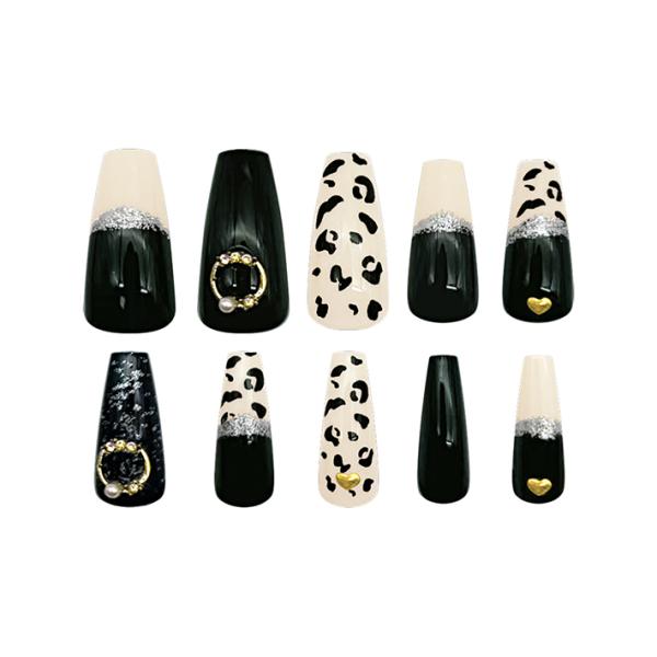 ネイルチップ　ブラックレオパード柄　127747　[M便 1/6]