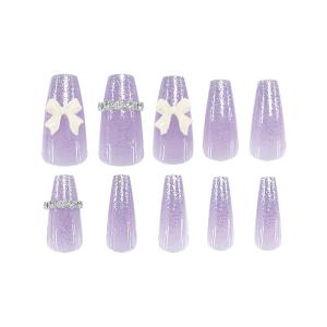 【オーダー】ネイルチップ　パール　ピクシー　ブルー　リボン オーダー】ネイルチップ パール ピクシー ブルー リボン