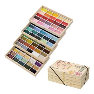呉竹　固形絵具　顔彩耽美　桐箱100色セット4　MC20/100WD4