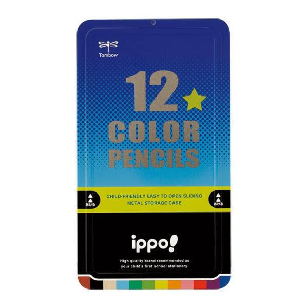 ［名入れ不可］トンボ　ippo＜イッポ＞　スライド缶入色鉛筆　12色　CL-RRM0412C　新入学...