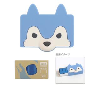 マックス　ホッチキス針　シリコンカバー付き　しりこんかみかみ柄　メタリックブルー　MS91317　[M便