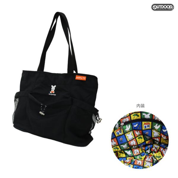 アウトドアプロダクツ×ミッフィー　ミッフィー70周年記念　トートバッグ　ナインチェ柄　ブラック　BN...