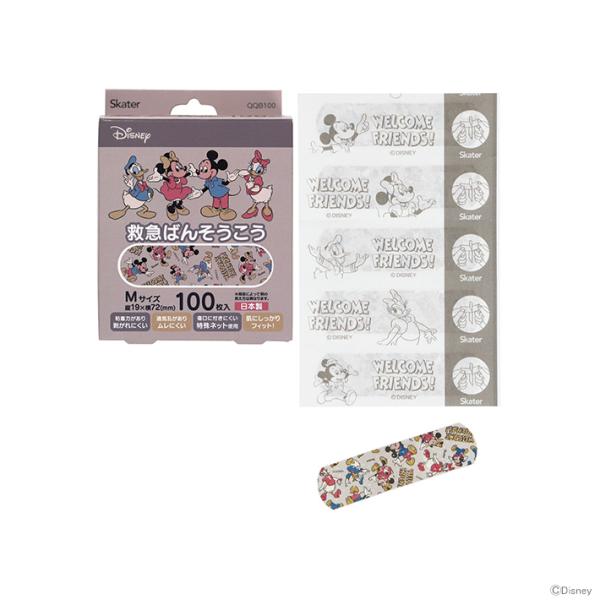 ディズニー　救急ばんそうこう　ミッキー＆フレンズ柄　Mサイズ　100枚入り　QQB100 [M便 1...