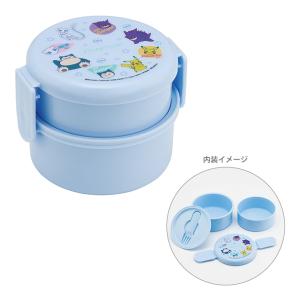 ポケモン　抗菌丸型ランチボックス2段　フォーク付き　500ml　カラフルアート柄　ONWR1AG｜net-shibuya