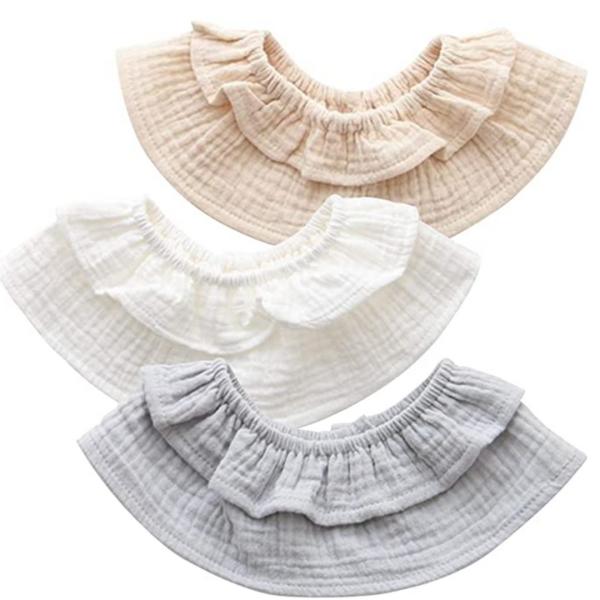 スタイ 赤ちゃん ベビー 無地 ガーゼ 360度  可愛い おしゃれ フリル よだれかけ ビブ 綿1...