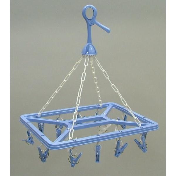 物干し 角型ハンガー コーナーリング　BL　ブルー 水色　洗濯バサミ16個付き ランジェリーピンチ4...