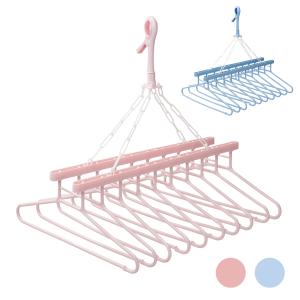 洗濯物干し 10連ハンガー シャツが一度にたくさん干せる XB-10 ブルー