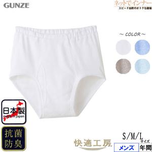 GUNZE グンゼ 快適工房 メンズ天引きブリーフ 前あき  やわらか素材 フライス編み 日本製 年間 KH5031  紳士 インナー