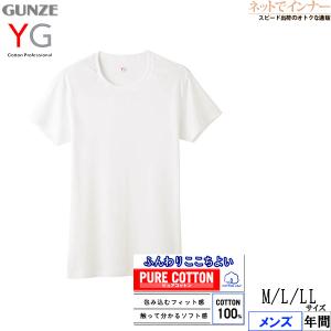 GUNZE グンゼ YG メンズクルーネックＴシャツ 丸首  本体：綿100% 年間 YV0013V [M、L、LLサイズ] 紳士 インナー｜netdeinner