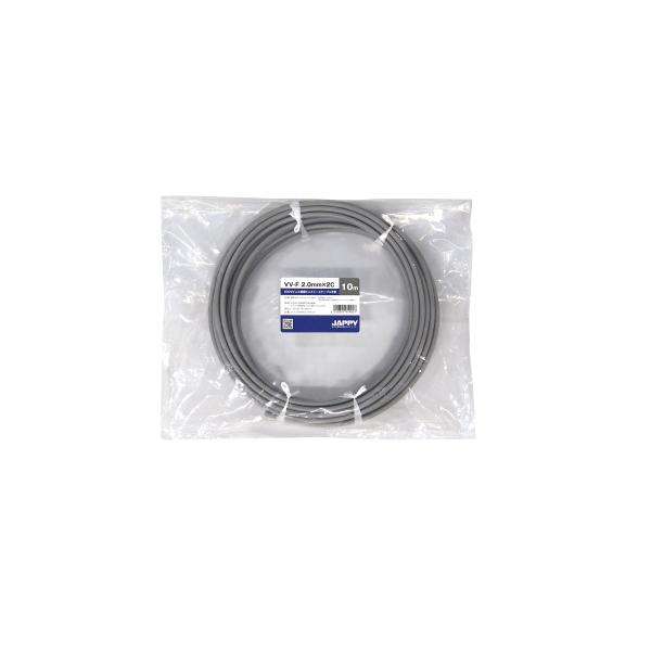 JAPPY VVF2.0-2C ミニ定尺 10m 600Vビニル絶縁ビニルシースケーブル平型 2心 ...