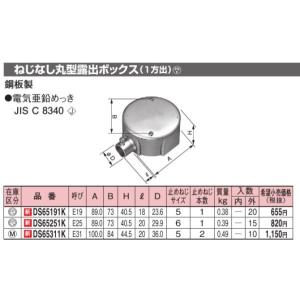 Panasonic パナソニック DS65191K ねじなし丸型露出ボックス(1方 Panasonic パナソニック DS65191K ねじなし丸型露出ボックス(1方