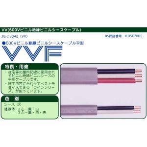 愛知電線 VAケーブル VVF 2.0mm×3C 黒白緑 200V用 100m巻 : 資材まー