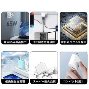 充電器 65W ACアダプター PD GaN充...の詳細画像1