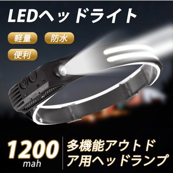 LEDヘッド ライト ヘッド ランプ ライト USB-C充電式 センサー機能 8種点灯モード 230...