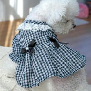 秋服 新作 犬猫服 モノトーン ギンガムチェッ...の詳細画像1