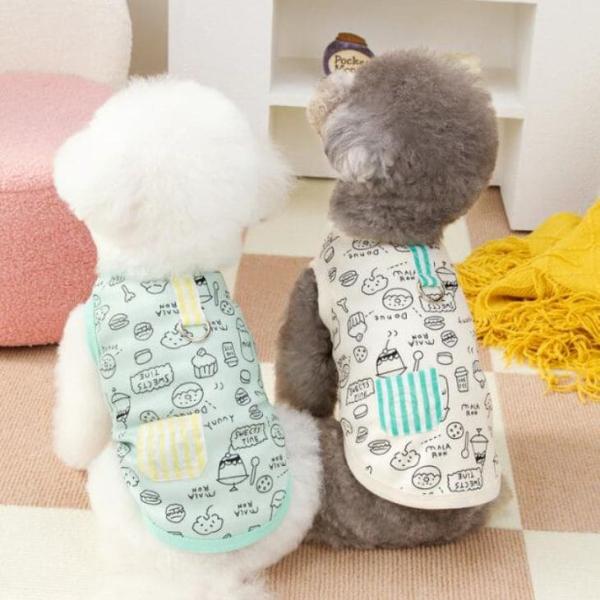 【値下げ】犬 服 ドッグウェア タンクトップ 春新作 スイーツ柄 パステルカラー Dカン付き ノース...