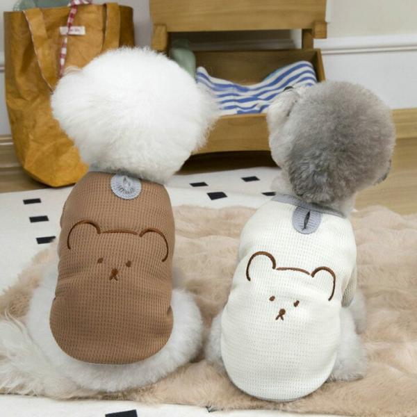 NEW! 超!可愛い 春服 犬服 猫服 小型犬用 半袖 ワッフル くまちゃん Tシャツ 春シャツ【a...