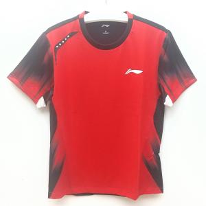 LI-NING 14107 レッド Mサイズ / リーニン UNI 中国ナショナルチームゲームシャツ 日本バドミントン協会審査合格品