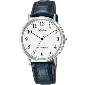 シチズン ファルコン 腕時計 日本製ムーブメント 革ベルト ネイビー/紺 メンズ 紳士 Q996-324/2594