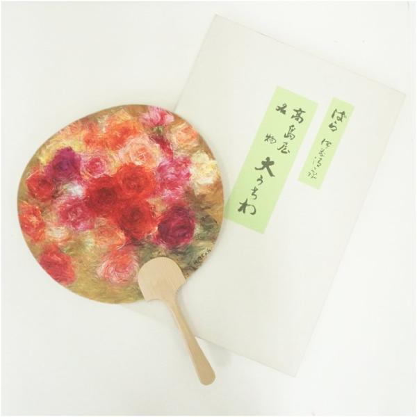 高島屋名物　伊藤清永　ばら　印刷大うちわ（紙箱）