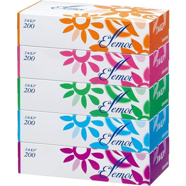 エルモア ティシュー 400枚（200組）×5P×12入り計60箱 （北海道・沖縄・離島は配送不可）...