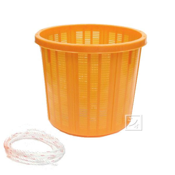 アロン化成 丸型収穫かご （中） 17L ひも付き