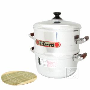 国産 桧丸セイロ 33cm用 2段セット 竹スノコ付 （せいろ 蒸し器