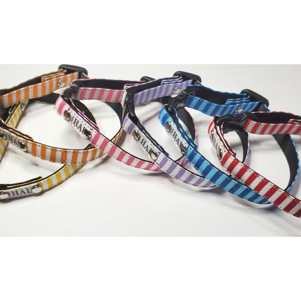 犬（ワン）ちゃん用迷子札にもなるIDチョーカー縦ストライプ柄