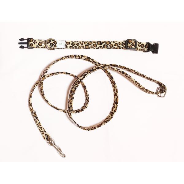 豹柄リード・ワンタッチ首輪セット